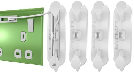 DL8 Cable Mate - 2 Pack White Self-Adhesive USB Tidy - Holder Clip for Charging - Wall Mounted Organiser for Home, Office, Car - Management & Desk Organisation