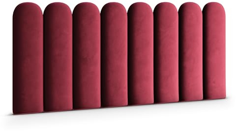 Muralo Wandkissen Gepolstert, Magic Velvet, Wandpolster - 20x60 cm, Weinrot | Wandpaneel, ideal als Bettkopfteil oder Lendenkissen - für Schlafzimmer und Wohnzimmer, einfache Anbringung mit Montagekleber