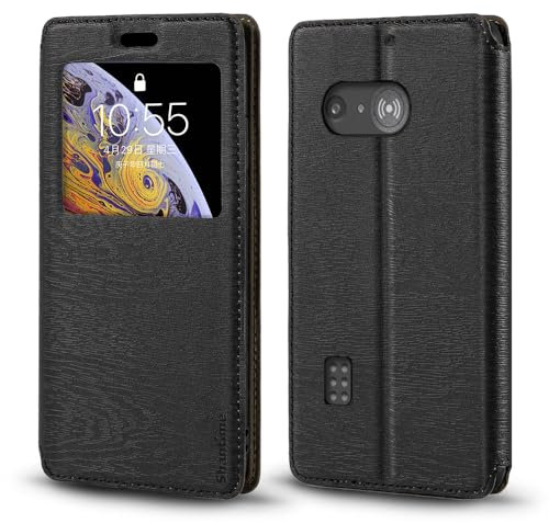 Coque à Rabat en Cuir PU avec Fenêtre Visible et Aimant Invisible Compatible avec Doro 1880 4G, Étui Intelligent à Affichage Clair (Noir)