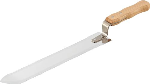 AUSONIA - 33501 COLTELLO PER APICOLTORE PROFESSIONALE CON PUNTA RIALZATA ESTRATTORE MIELE CON LAMA SEGHETTATA DA 29 CM E MANICO IN LEGNO RIVETTATO DA 12 CM