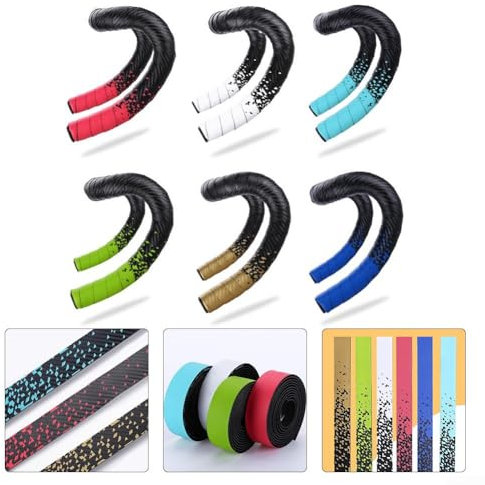 Bequemes und atmungsaktives Rennrad-Lenkerband, weicher Ledergriff, lebendige Farben (Schwarz/Gold)