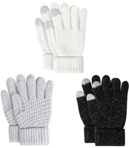 TAGVO Gants et Moufles Tricotés Tactile d'hiver pour Enfants 3 à 8 Ans, Gant Magique de Cyclisme Course Ski Chauds Coupe-Vent Élasticité Full Fingers pour Garçon Fille Sports de Plein air