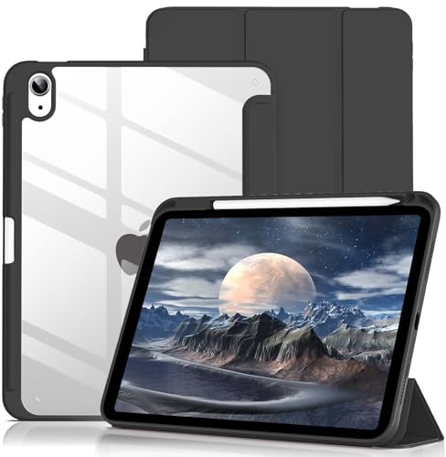 Lsmmpoba Hülle für iPad (A16) 11. Generation/iPad 10. Generation, Schwarz | Für Modell 2025/2022 11/10.9 Zoll mit Stifthalter, Stoßfeste Schutzhülle mit transparenter Hartschale auf der Rückseite