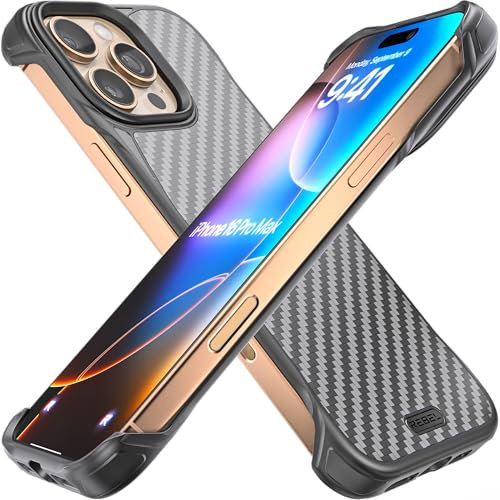 REBEL Schutzhülle für iPhone 16 Pro Max [Flex-Serie], freiliegende Seiten für Komfort, Aramidfaser, starke MagSafe-kompatibel, stoßfest, Metalllinse, schützendes rahmenloses Design, 17,5 cm (6,9 Zoll)