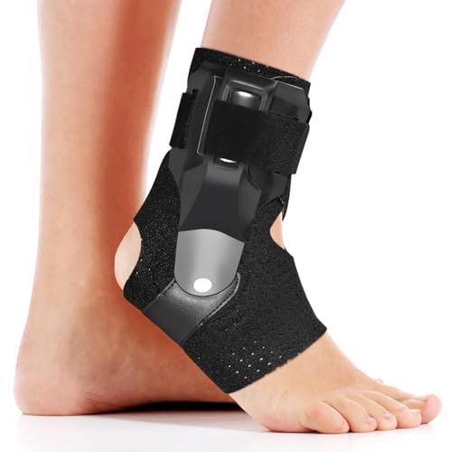 PAIGOO Chevillère avec stabilisateurs latéraux en PE - Orthèse de cheville réglable avec fermeture Velcro pour protection sportive, course, basketball, volley-ball - Pour homme et femme