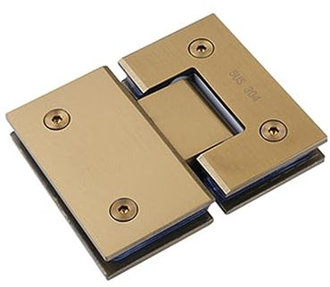 Chaîne de porte en verre de douche, Lot de 2 charnières de salle de bain à 180 degrés en acier inoxydable 304 sans empreintes digitales en or brossé, charnière à double sens for porte en verre sans ca