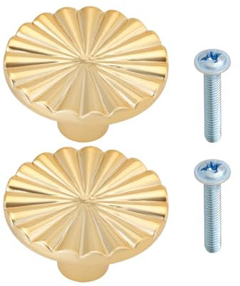 OTOTEC Lot de 2 Boutons de Placard Ronds en Alliage pour Porte de Cuisine Meuble de Commode Trou Unique Doré
