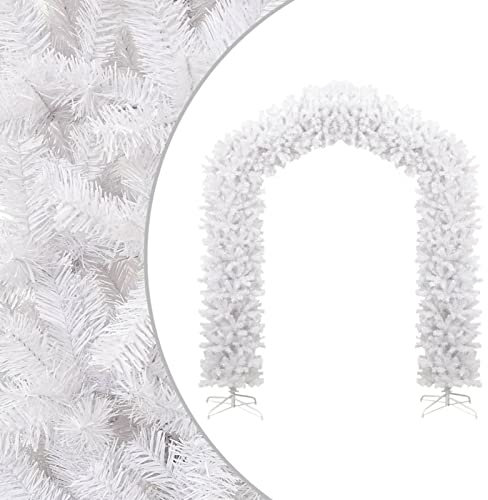 Homgoday Arco per albero di Natale bianco 270 cm, albero di pino di Natale con supporto in metallo, per interni ed esterni, decorazione per la casa