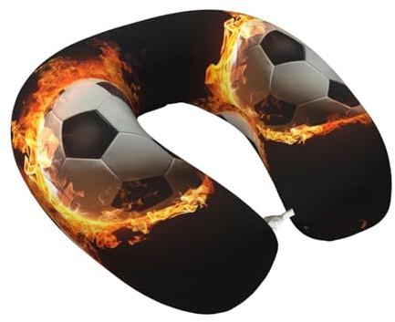 Mexpekil Reisekissen Flamme Fußball Nackenkissen für Reisen Flugzeug Auto Büro Nackenstütze Memory Foam Kissen
