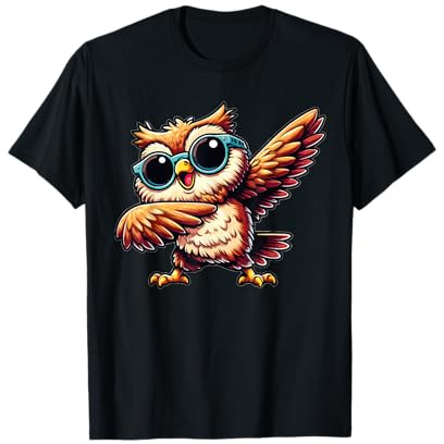 Eule Lustig | Süße Eule am Dabben | Eulenmotiv mit Eule T-Shirt