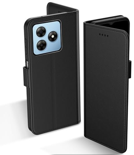 Aiziki Custodia per Blackview Wave 8/Wave 8C/Oscal Flat 2, Copertura Protettiva in Pelle PU Premium, Pieghevole, Aspirazione Magnetica, Prevenzione Delle Cadute, Carta Fessura - Nero