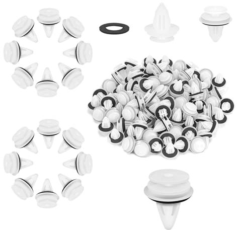 50 Piezas Coches Clips Remache de Plastico Clips Sujeción con Anillo de Sellado Grapas Coche Paneles de Puerta para Automóviles