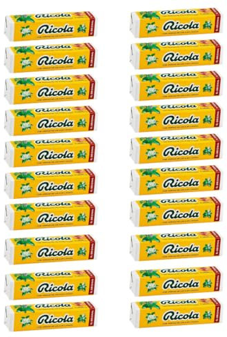 iChuches- Caramelos Ricola tick 20unidades 31.5gr de abores limón melisa, original, menta extrafuerte. Caramelos balsamicos. (Original stick 20u)