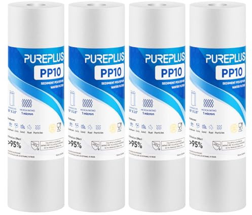 PUREPLUS Cartuccia filtro dell'acqua per sedimenti domestici da 1 micron, 25,4 x 6,3 cm, ricambio per qualsiasi unità RO da 25,4 cm, Culligan P5, Aqua-Pure AP110, Dupont WFPFC5002, CFS10, WHKF-G05
