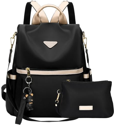 Leathario Rucksakck Damen klein,Diebstahlsicher Cityrucksack,PX4 Wasserdichtere Rucksackhandtasche,Eleganter Tagesrucksack für Büro,Pendeln,Arbeit,Backpack Women für Reisen,Einkaufen,Schwarz