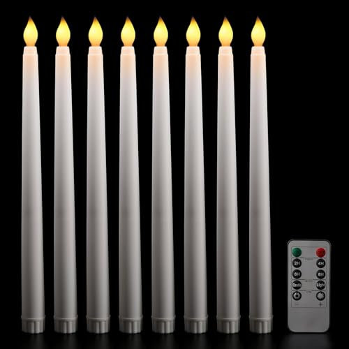 Qillnyy LED Stabkerzen Elektrische Kerze mit Timerfunktion, 8 Stück LED Kerzen Flackernde Flamme Weihnachtskerzen für Weihnachtsdeko, Zimmer Deko, Hochzeit und Party