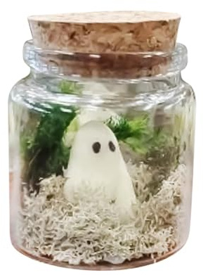 WAZUBC Halloween Ghost Glow in The Dark Little Ghost Bottle Glowing Ghost Figuren mit Moos im Glas Dekor Halloween Party Dekorationen
