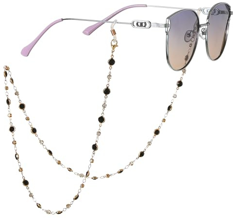 A JINDALAI Eyeglasses Chain Holder, Beaded Neck Cord for Reading Glasses and Sunglasses, Women and Girls (Black)