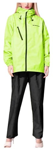 Regenjacke Damen Wasserdicht 2 Teilig Regenkleidung Fahrrad Damen Leichte Atmungsaktiv Wasserdicht Regenanzug Mit Kapuze Dünne Regenkombi Regenjacke Regenhose für Fahrrad Motorrad Wandern