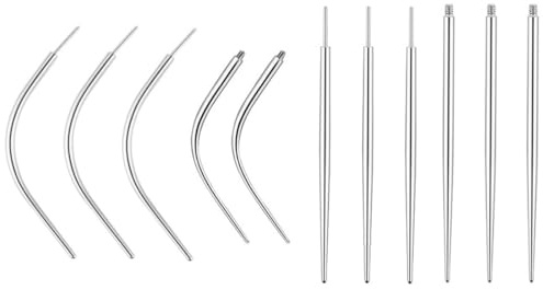 JYNXOR 11 pcs Piercing Einführhilfe Gebogen Piercing Nadeln Set, Piercing Taper Insertion Surgical Steel Piercing Tool Body Stretching Kit Assistant Tool Piercings Needle for Ear Nose Lip Belly Nipple