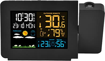 Haofy Innen- und Außenthermometer, 60 M, Kabellose Übertragung mit Temperaturvorhersage und Wandprojektion, Digitales Hygrometer für Smart Home, Wohnmobilleben, Täglicher Gebrauch
