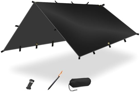 Haodream Lona impermeable para camping, refugios de senderismo, toldo de jardín al aire libre, protección solar para senderismo, camping, viajes de mochila, lona impermeable para acampada
