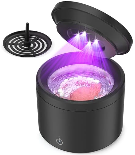 Acmeenjoy Ultraschallreinigungsgerät Zahnschiene 48000Hz, Dental Pod 200ML, Halterungsreiniger Maschine mit UV Lampe, Ultrasonic Cleaner für Zahnersatz/Retainer/Aligner, Schwarz