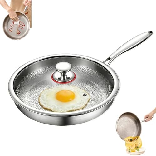 YBOEG Kovali Titan Bratpfanne mit Deckel, Kovali Non Stick Titanium Frying Pan, Scratch-Resistant Titanpfanne 26/28/30/32 cm, Titan Pfanne Unbeschichtet für Die Küche Kochen (Mit Deckel,24cm)