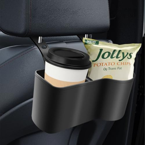 Car Headrest Cup & Drink Holder, Multifunctional Seat Back Organiser | for Snacks Beverage Tissue, Adjustable Back Seat Bottle Rack for Car SUV, Hanging Storage Box for Kids, Backseat Passengers