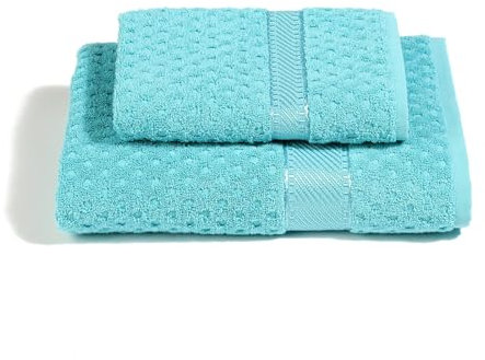 Caleffi - Juego de Toallas de Baño 100% Algodón - Suaves y Absorbentes - Diseño Jacquard Italiano - Set 2 Piezas: Toalla Lavabo 50x100 cm, Toalla Invitado 40x60 cm, Anice