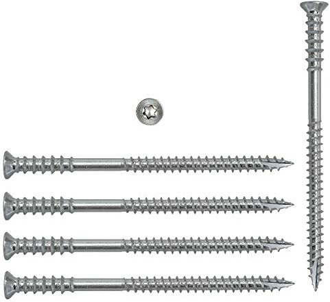 Lot de 100 vis d'ajustement, 6 x 120 mm, à pointe fraisée, Torx galvanisées