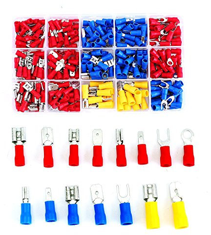 140 Pieces Electrical Connectors Kit Wire Terminal Crimp Connector 22-16/16-14 Gauge Fork Spade Quick Splice Crimp Terminals Connectors Male Female Disconnect Fully Insulted Female Connector (280pcs)