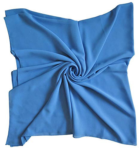 Lina & Lily Premium Chiffon Damen Muslim Hijab Kopftuch Schal Quadrat 145 x 145cm (Azurblau)