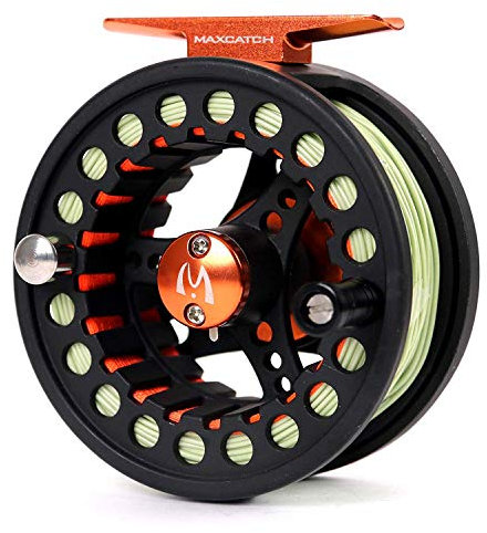 MAXIMUMCATCH ECO Serie Fliegenrolle großer Spulenkern mit Druckguss-Aluminum-Körper Fliegenfischen Rolle in 3/4wt 5/6wt 7/20wt, Silver/Schwarze/Regenbogen, mit Schnüre Combo