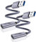 BASESAILOR Adaptateur Câble USB C Femelle vers USB 3.0 Mâle 0.2M 2-Pack,Connecteur 3.1 Type-A 5 Gbps GEN 1 pour Samsung S25 S24 A54,iPhone 16e 16 15 14 Pro Max,iPad 10 Air 4 5 Mini 7,Apple Watch 10