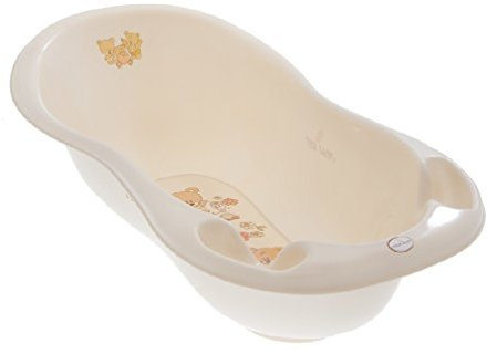 Baignoire Tega pour bébé - XXL - 102 cm - Avec bouchon - Ours nacré - Blanc