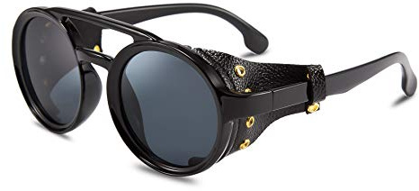 FEISEDY Vintage Steampunk Sonnenbrille Retro Runde Brille B2532