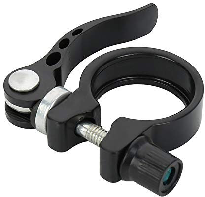 IKAAR Sattelklemme mit Schnellspanner 31.8mm Fahrrad Sattelklemme Sattelstützenklemme Sattelkolben aus Aluminiumlegierung Schwarz