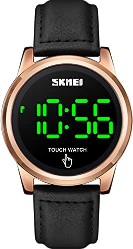 findtime Digital Uhr Herren mit Edelstahl Armband Business LED Datum Herrenuhr Gold Silber Lederarmband Elektronische Uhr Hintergrundbeleuchtung Rosegold Schwarz