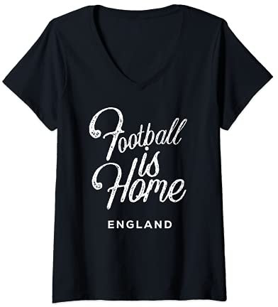Damen England Football Is Home T-Shirt mit V-Ausschnitt