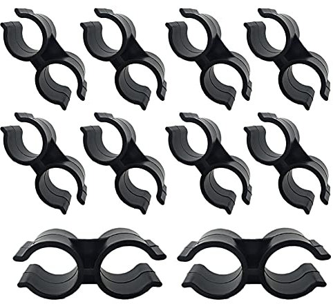 SCRTB - Morsetto a doppio tubo per 10 pezzi, attacco per palo per scaffale, morsetti per tubi a doppia porta, accessori di fissaggio per magazzino supermercato