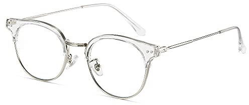 Cyxus Blaulichtfilter Brille Ohne Stärke Damen Herren Halbrandbrille Computer Schutzbrille Bildschirmbrille Gaming Brille (Silber)