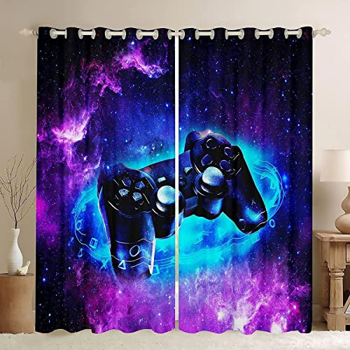 LKCD Vorhänge Für Kinderzimmer Jungen - Gamer Lightning Gamepad-Video 200X214Cm 2 Stück Kinderzimmervorhänge Mit Ösen, Verdunkelungsvorhang Für Kinderzimmer