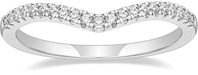 Zakk Eternity Ring Damen Silber Vorsteckring Schmal V-Form Zirkonia Verlobungsringe Eheringe Trauringe Freundschaftsringe (Silber,65 (20.7))