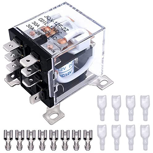 Taiss relais DC 12V Relais de puissance électromagnétique DPDT 2NO 2NC bobine 8 broches 30A pour télécommande, système de contrôle automatique JQX-12F/2Z DC12V