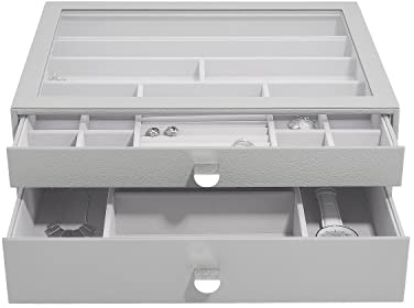 Stackers Pebble Grey Supersize Jewellery Box - Set of 2 (with Drawers)