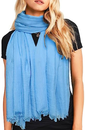 Women Scarf Lightweight Large Long Gauze Summer Shawl Linen Beach Wrap Plain 75”×43”