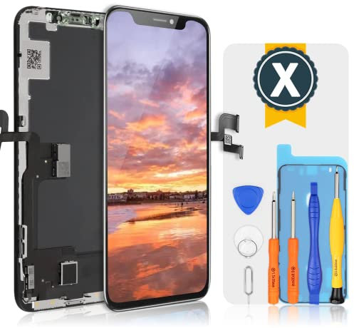 bokman für iPhone X Display Ersatzbildschirm Schwarz, LCD-Glas-Touchscreen Kompatibel mit Modell A1865, A1901, A1902