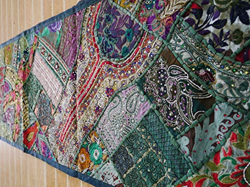 Indische Wanddeko boho Wandbehang Tischläufer handgefertigt vintage sarees hippie Indien bunt