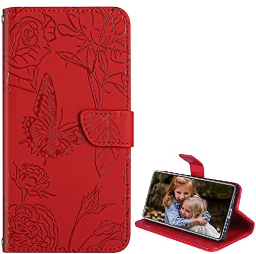 BAILI Custodia per Wiko Power U10/U20, Supporto Stand per Wiko Power U10/U20 Farfalla e Rosa Cover, Chiusura Magnetica Slot Flip Case per Wiko Power U10/U20